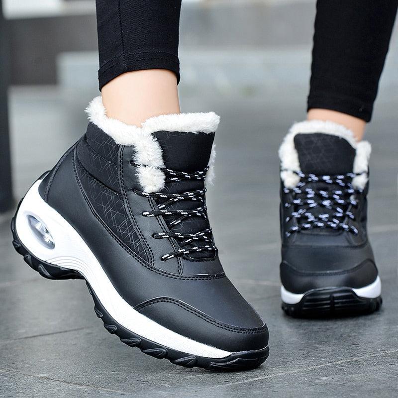 Women’s Fur Lined Winter Sneakers - Warm Anti-Slip Casual Shoes
