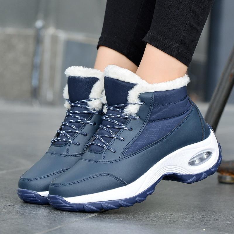 Women’s Fur Lined Winter Sneakers - Warm Anti-Slip Casual Shoes