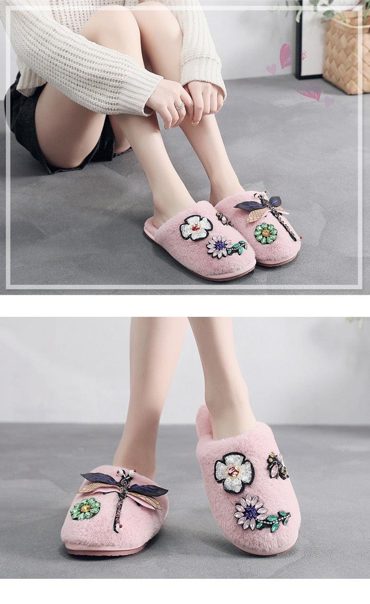 Women’s Plush Memory Foam Slippers - Soft Faux Fur Lined Slides