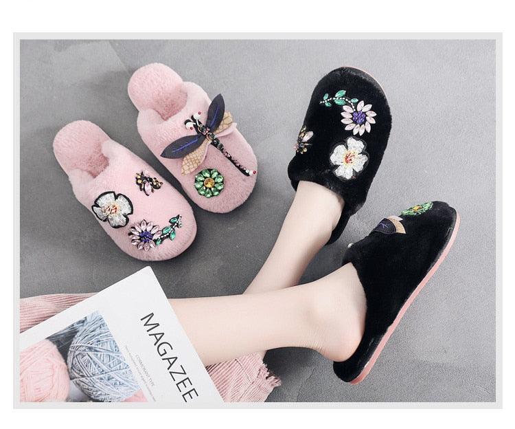 Women’s Plush Memory Foam Slippers - Soft Faux Fur Lined Slides