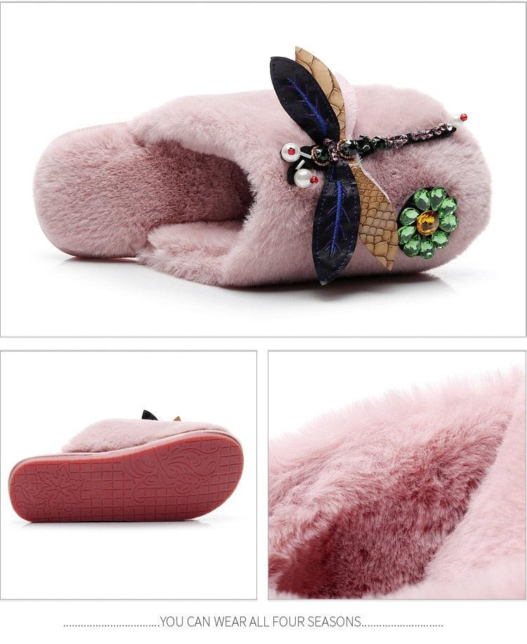 Women’s Plush Memory Foam Slippers - Soft Faux Fur Lined Slides