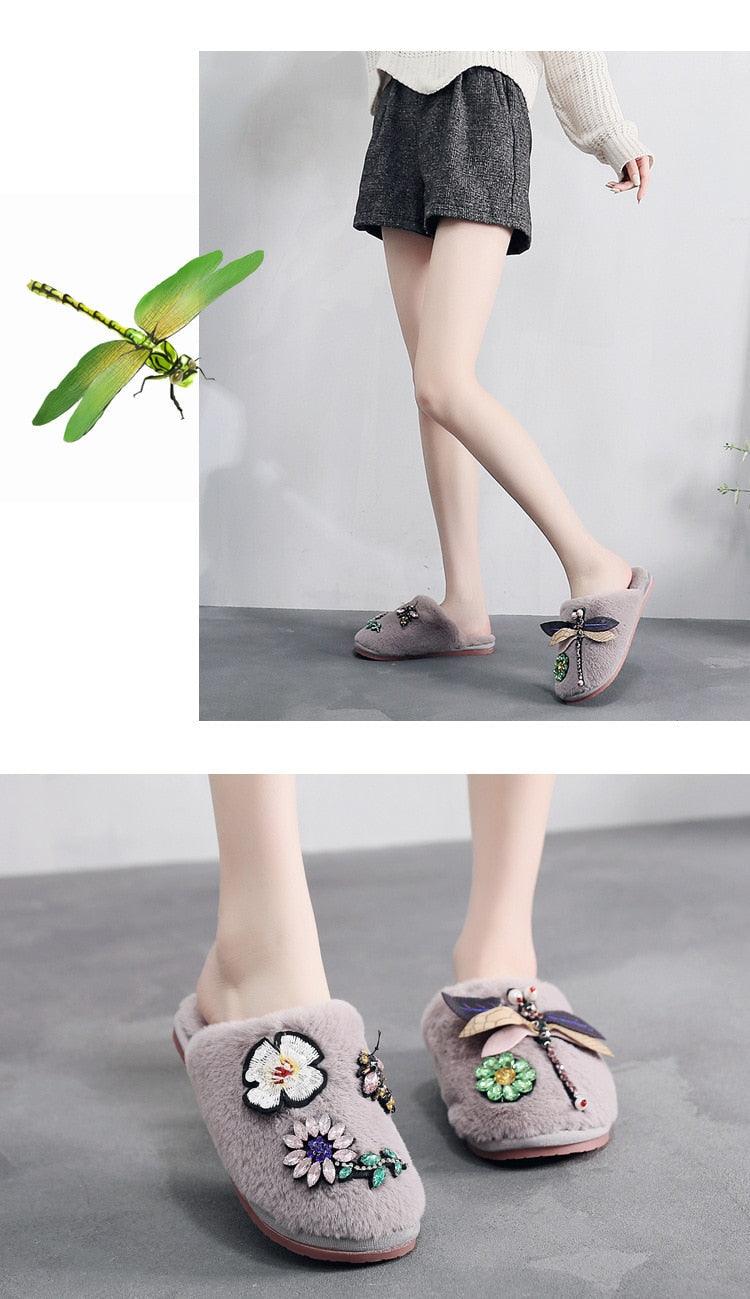 Women’s Plush Memory Foam Slippers - Soft Faux Fur Lined Slides