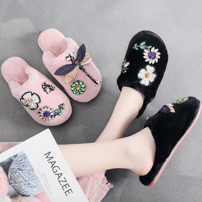 Women’s Plush Memory Foam Slippers - Soft Faux Fur Lined Slides