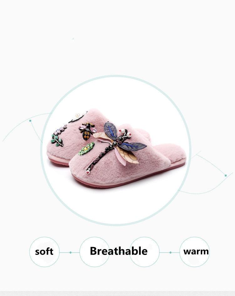 Women’s Plush Memory Foam Slippers - Soft Faux Fur Lined Slides