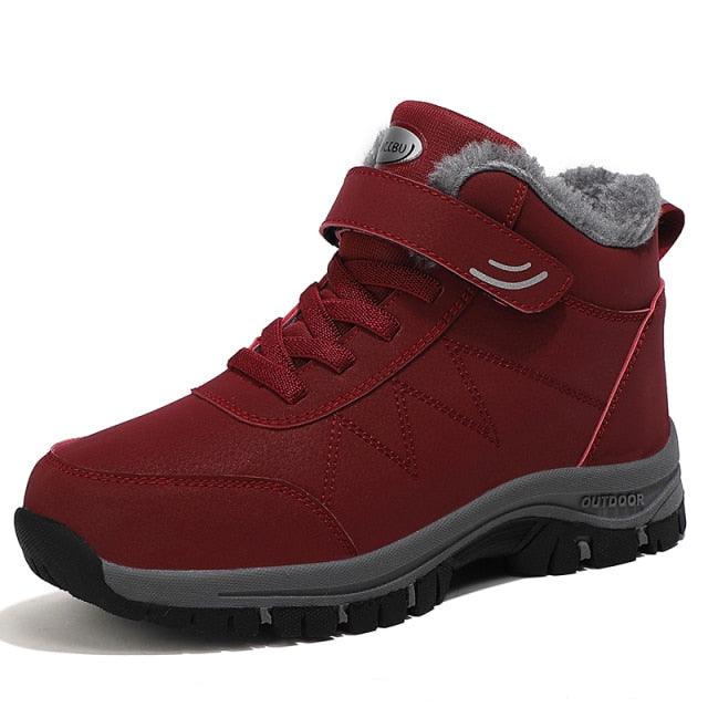 Unisex Waterproof Plush Winter Hiking Boots Warm Ankle Booties
