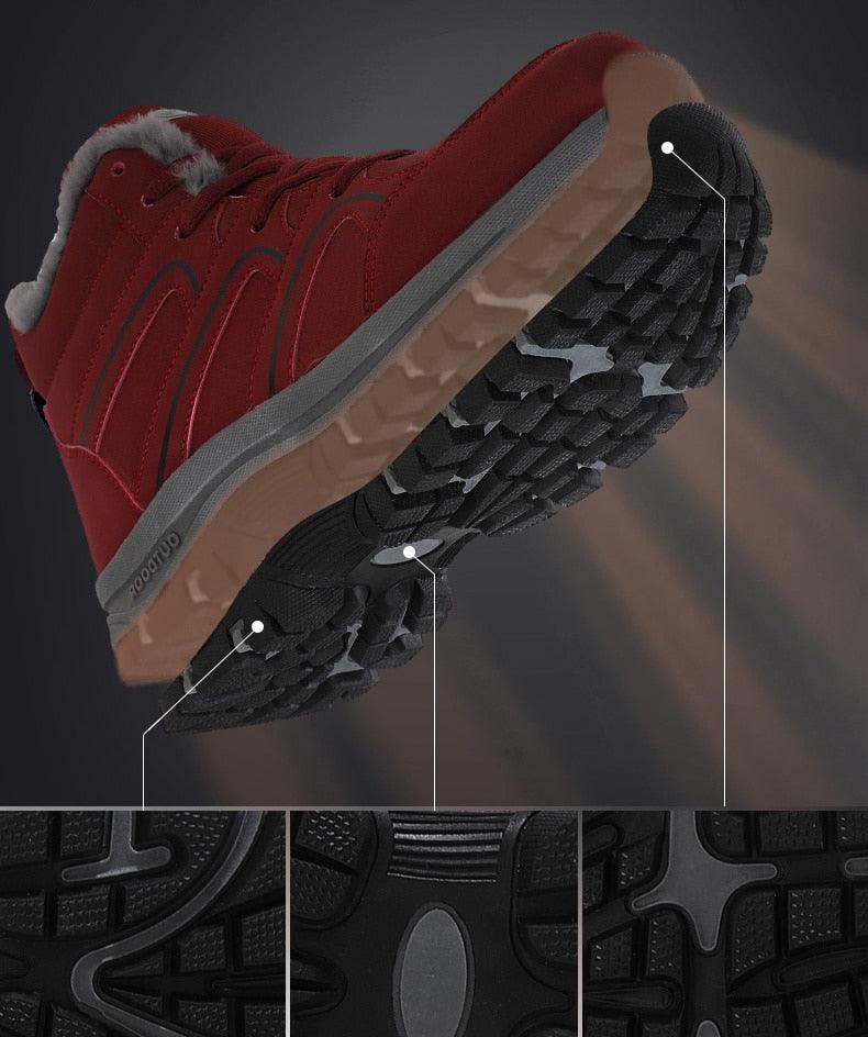 Unisex Waterproof Plush Winter Hiking Boots Warm Ankle Booties