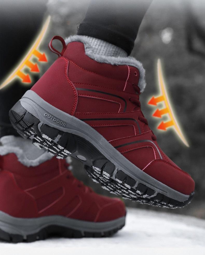 Unisex Waterproof Plush Winter Hiking Boots Warm Ankle Booties