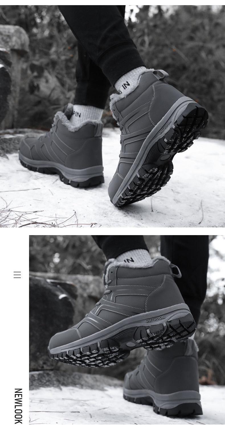Unisex Waterproof Plush Winter Hiking Boots Warm Ankle Booties