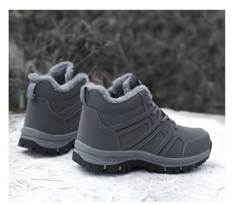 Unisex Waterproof Plush Winter Hiking Boots Warm Ankle Booties