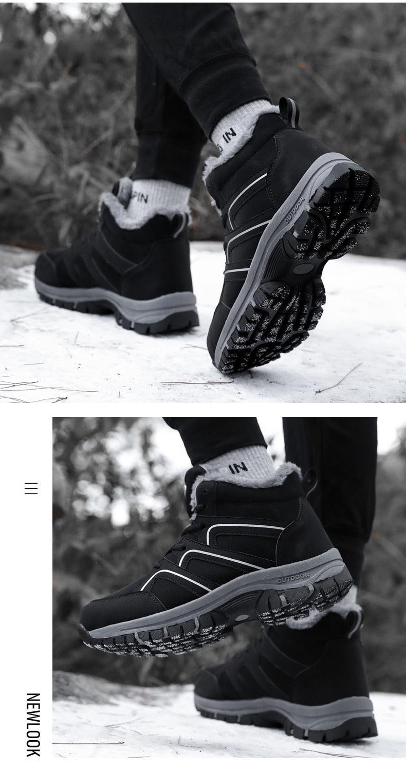 Unisex Waterproof Plush Winter Hiking Boots Warm Ankle Booties