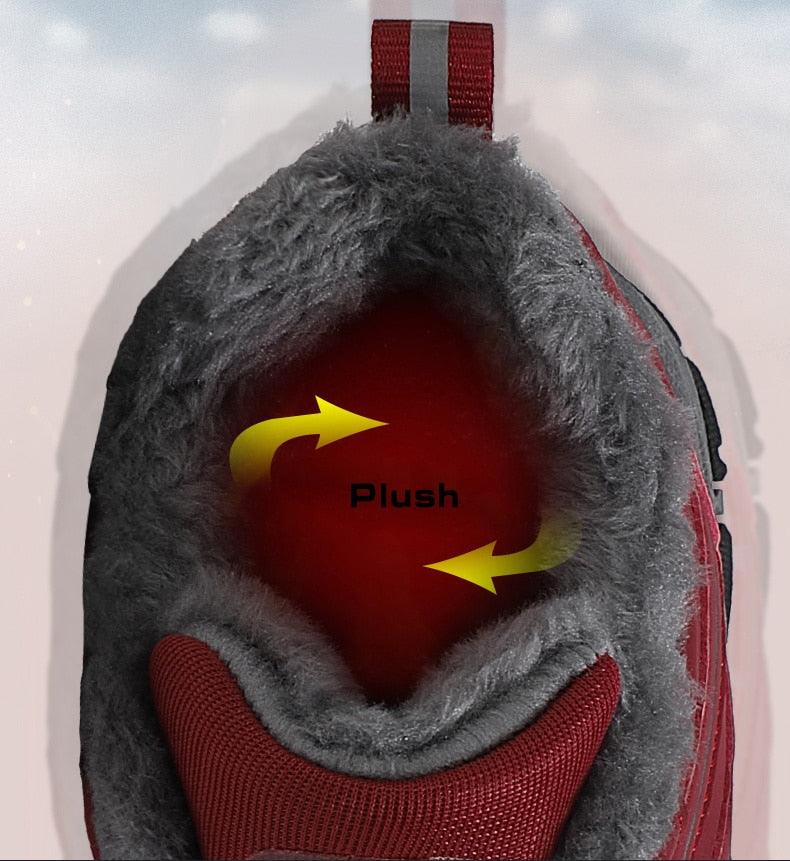 Unisex Waterproof Plush Winter Hiking Boots Warm Ankle Booties