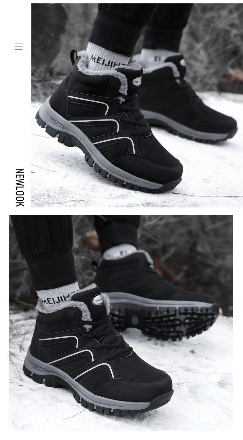 Unisex Waterproof Plush Winter Hiking Boots Warm Ankle Booties