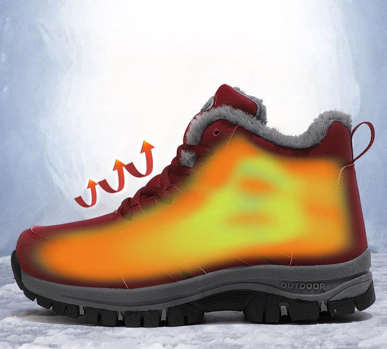 Unisex Waterproof Plush Winter Hiking Boots Warm Ankle Booties