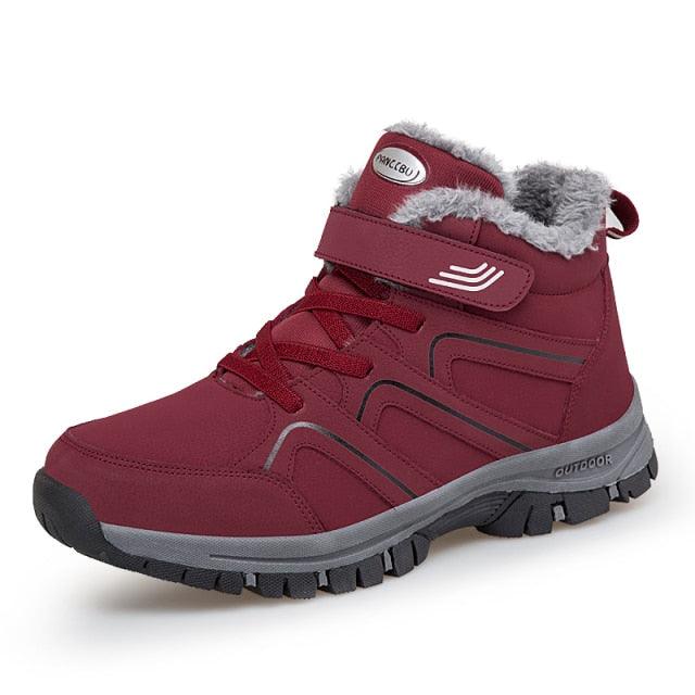 Unisex Waterproof Plush Winter Hiking Boots Warm Ankle Booties