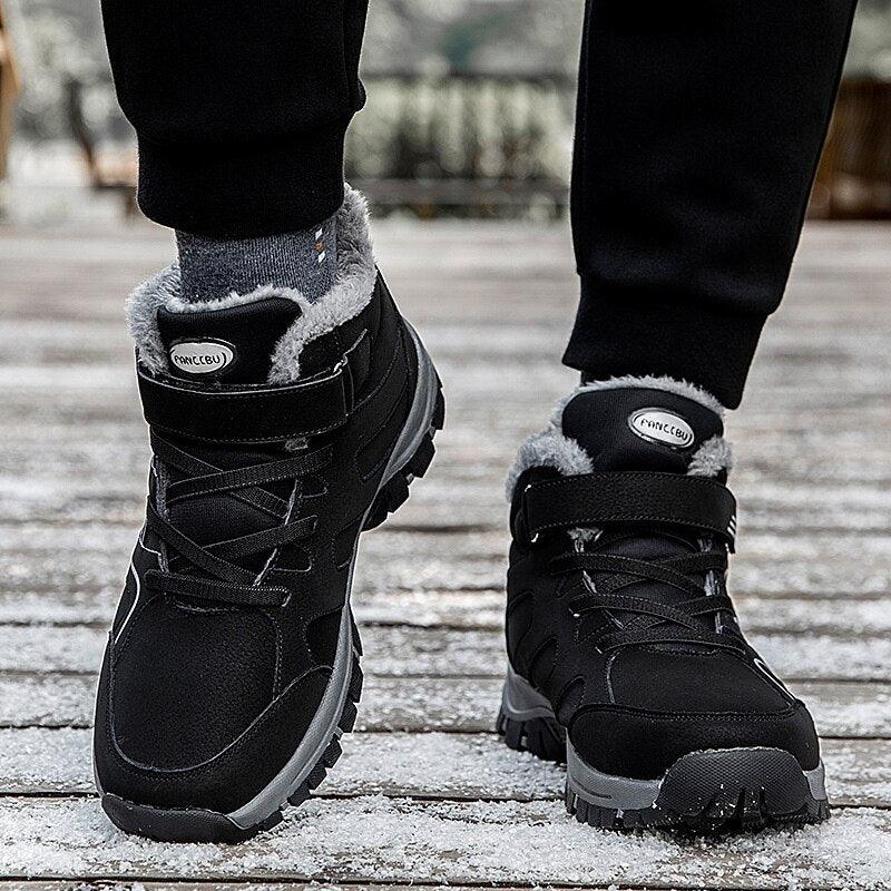 Unisex Waterproof Plush Winter Hiking Boots Warm Ankle Booties