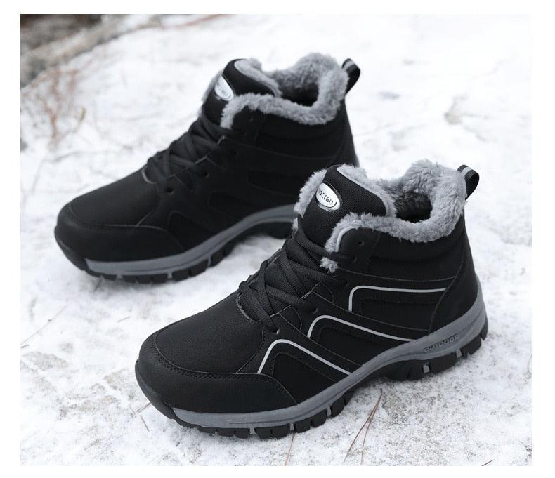 Unisex Waterproof Plush Winter Hiking Boots Warm Ankle Booties