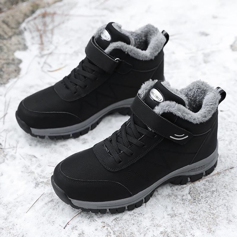 Unisex Waterproof Plush Winter Hiking Boots Warm Ankle Booties
