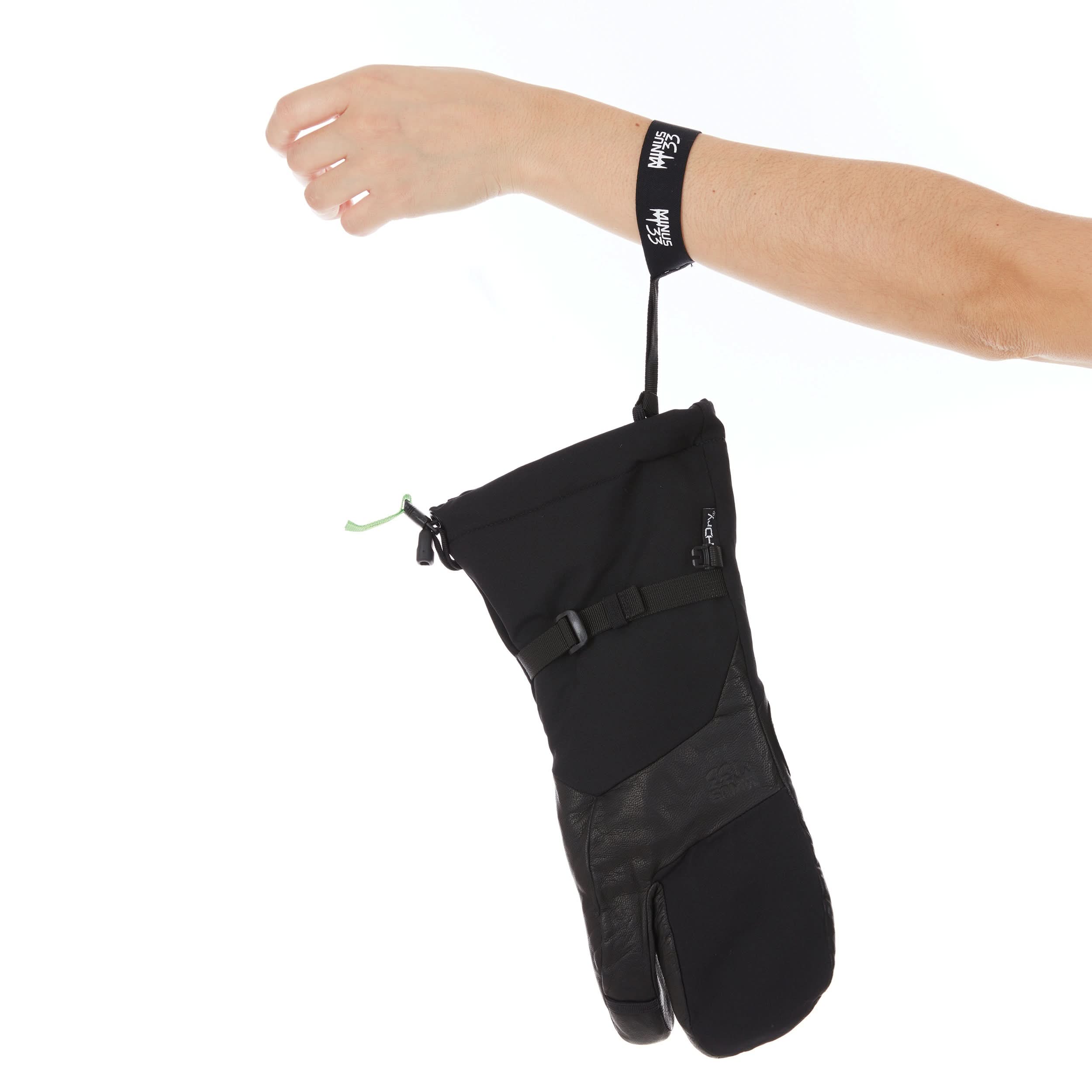 Waterproof Leather Three-Finger Ski Gloves with Wool Insulation