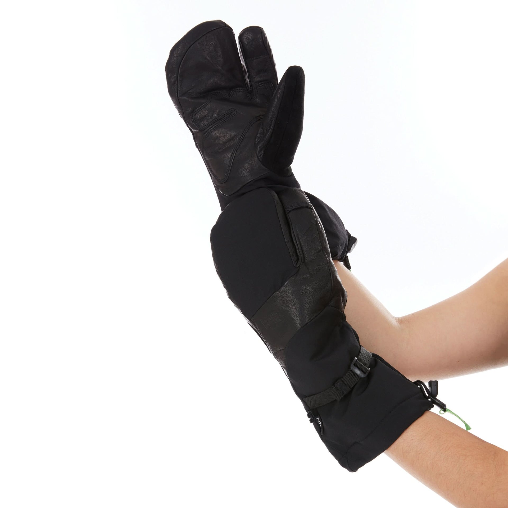 Waterproof Leather Three-Finger Ski Gloves with Wool Insulation