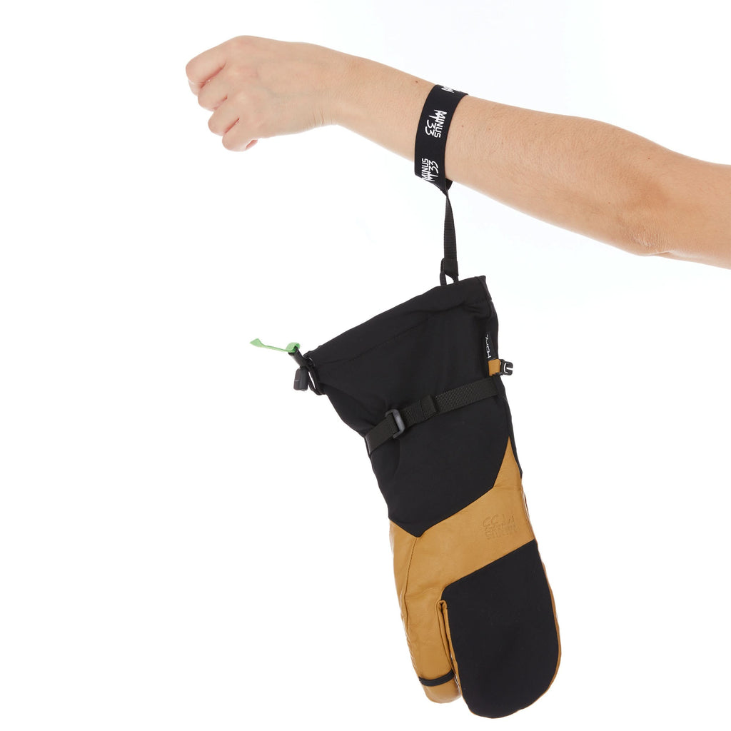 Waterproof Leather Three-Finger Ski Gloves with Wool Insulation