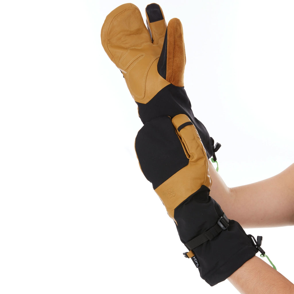 Waterproof Leather Three-Finger Ski Gloves with Wool Insulation