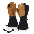 Professional black and tan leather ski gloves with wool insulation for mountain performance