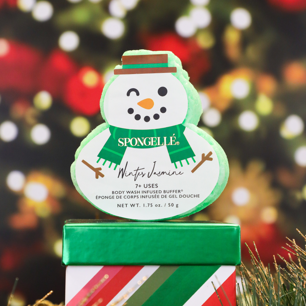 Winter Jasmine Holiday Snowman Body Wash Infused Buffer Sponge