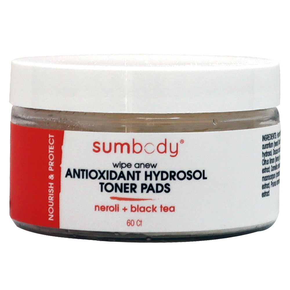 Jar of Sumbody Skincare Wipe Anew Antioxidant Hydrosol Toner Pads with Neroli and Black Tea