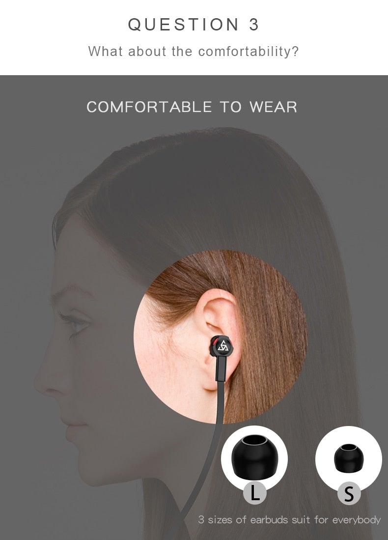 Wired Noise Canceling In-Ear Headphones with Mic and Carry Case