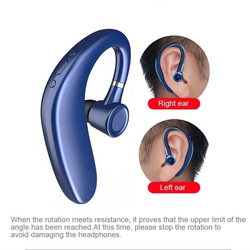 Blue Wireless Earhook Bluetooth 5.0 Headphone with Noise Reduction