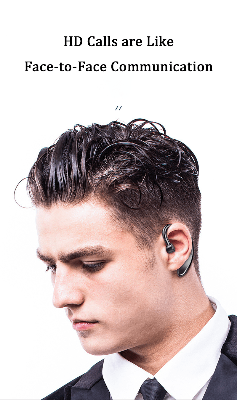 Blue Wireless Earhook Bluetooth 5.0 Headphone with Noise Reduction