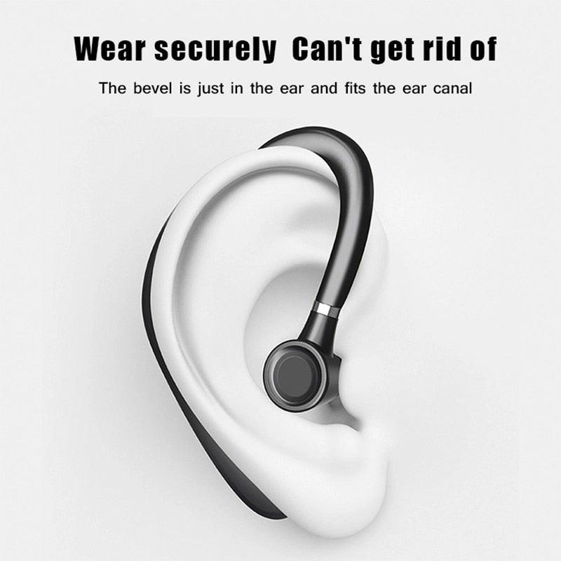 Blue Wireless Earhook Bluetooth 5.0 Headphone with Noise Reduction