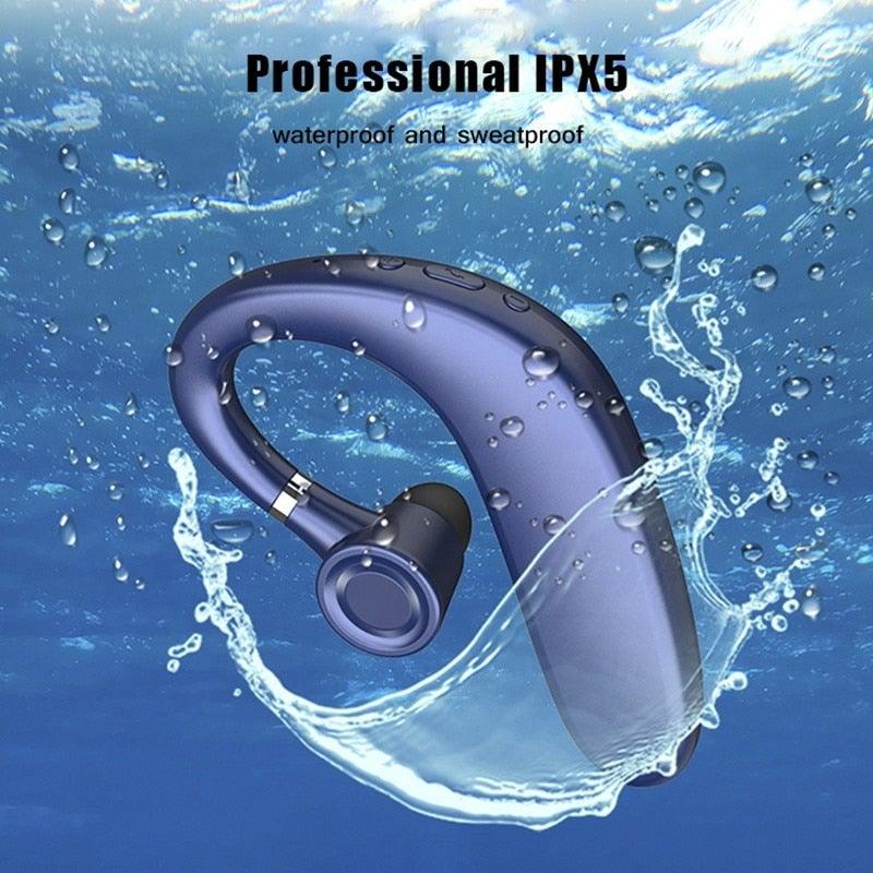Blue Wireless Earhook Bluetooth 5.0 Headphone with Noise Reduction