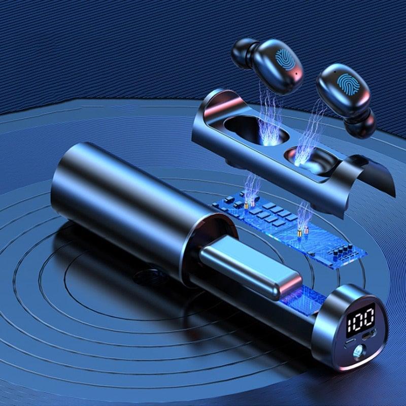 Stevvex wireless Bluetooth 5.1 earbuds with charging case and touch control interface
