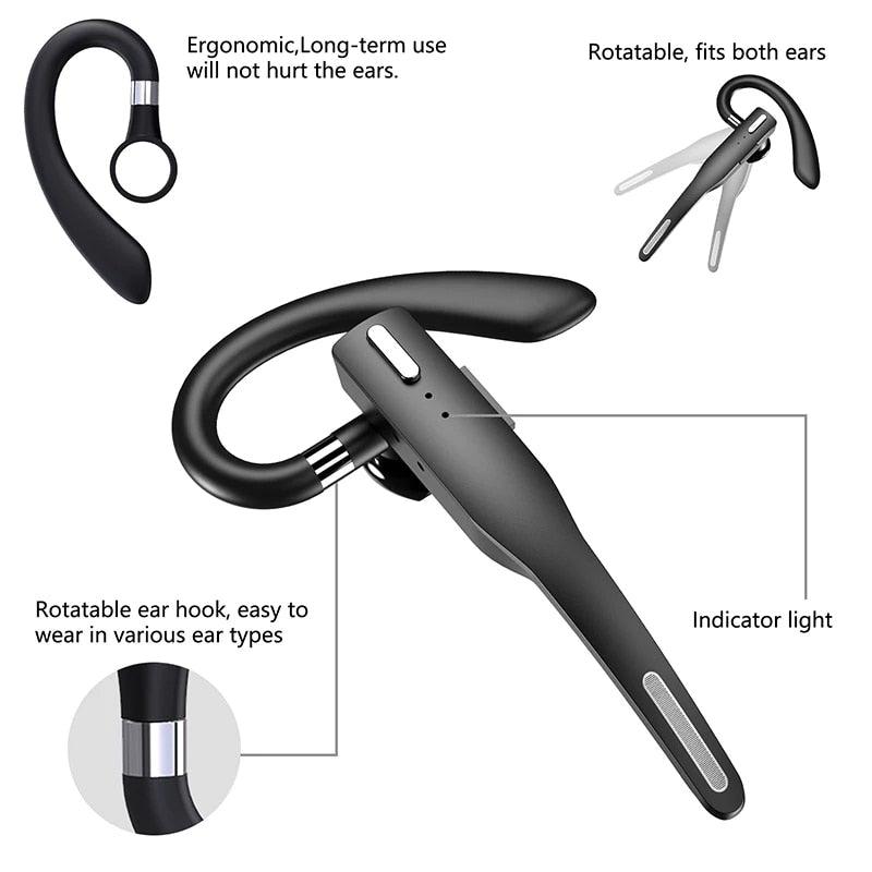 Wireless Bluetooth Business Earphone with Charging Case, Black