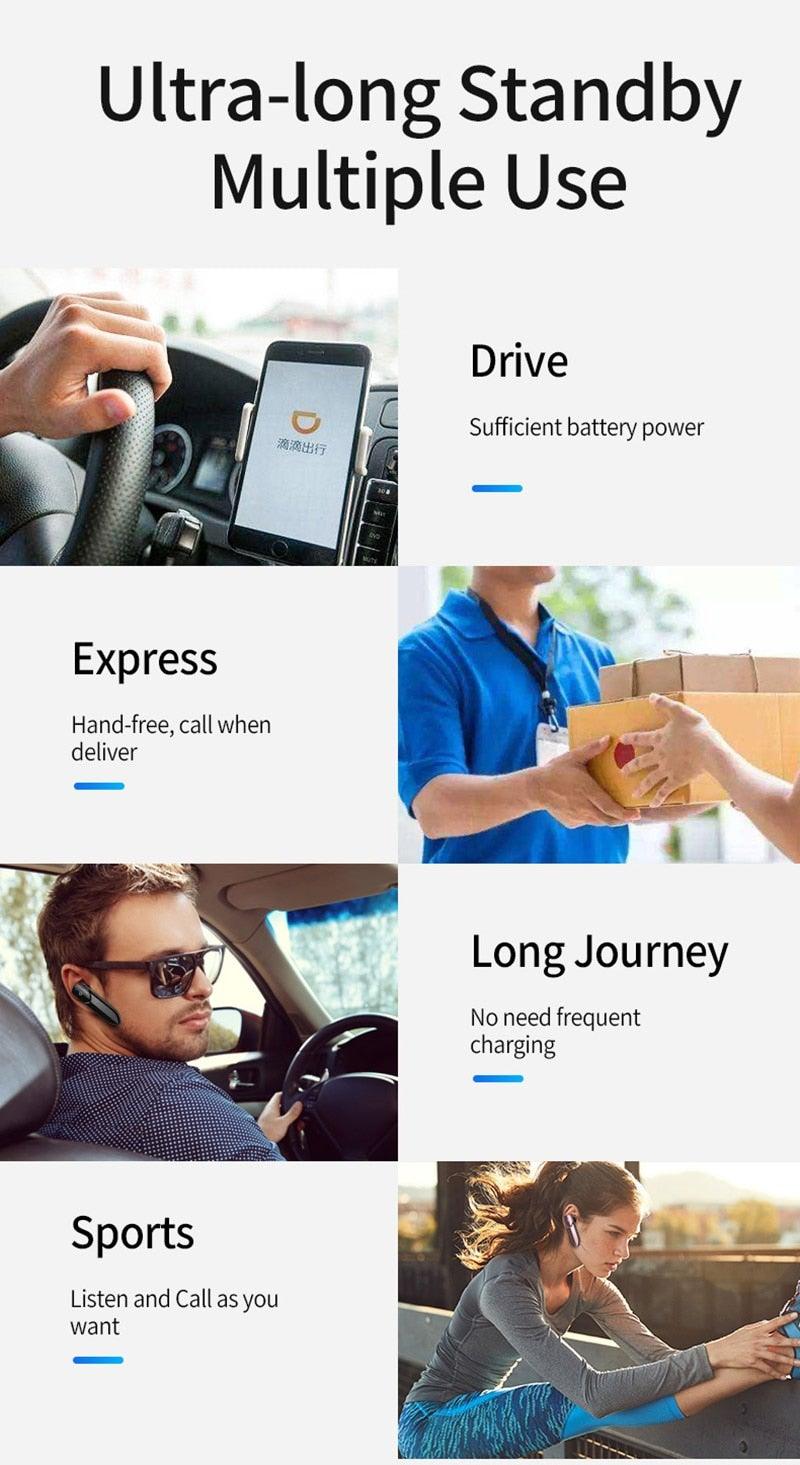 Bluetooth 5.0 Business Headset with Mic & Long Battery Life