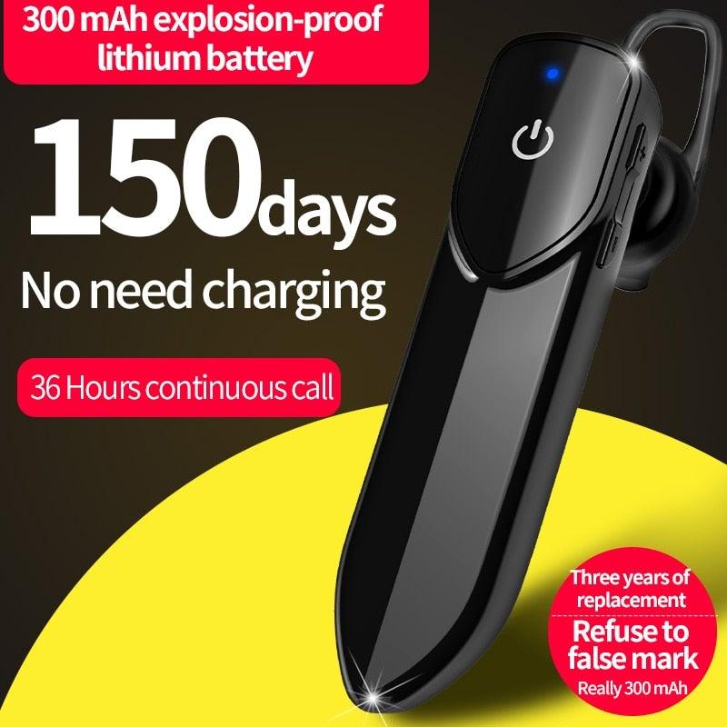 Professional business Bluetooth headset with microphone and ergonomic ear hook.