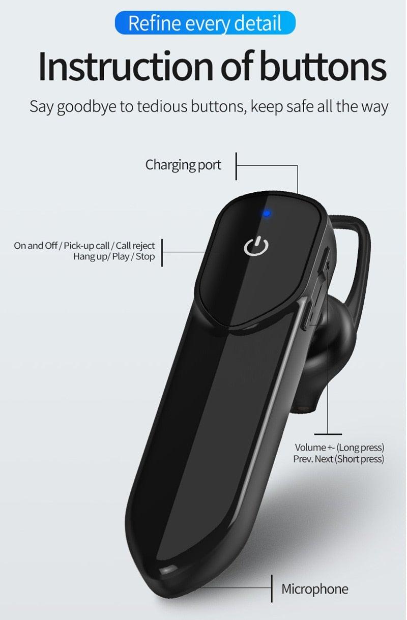 Bluetooth 5.0 Business Headset with Mic & Long Battery Life