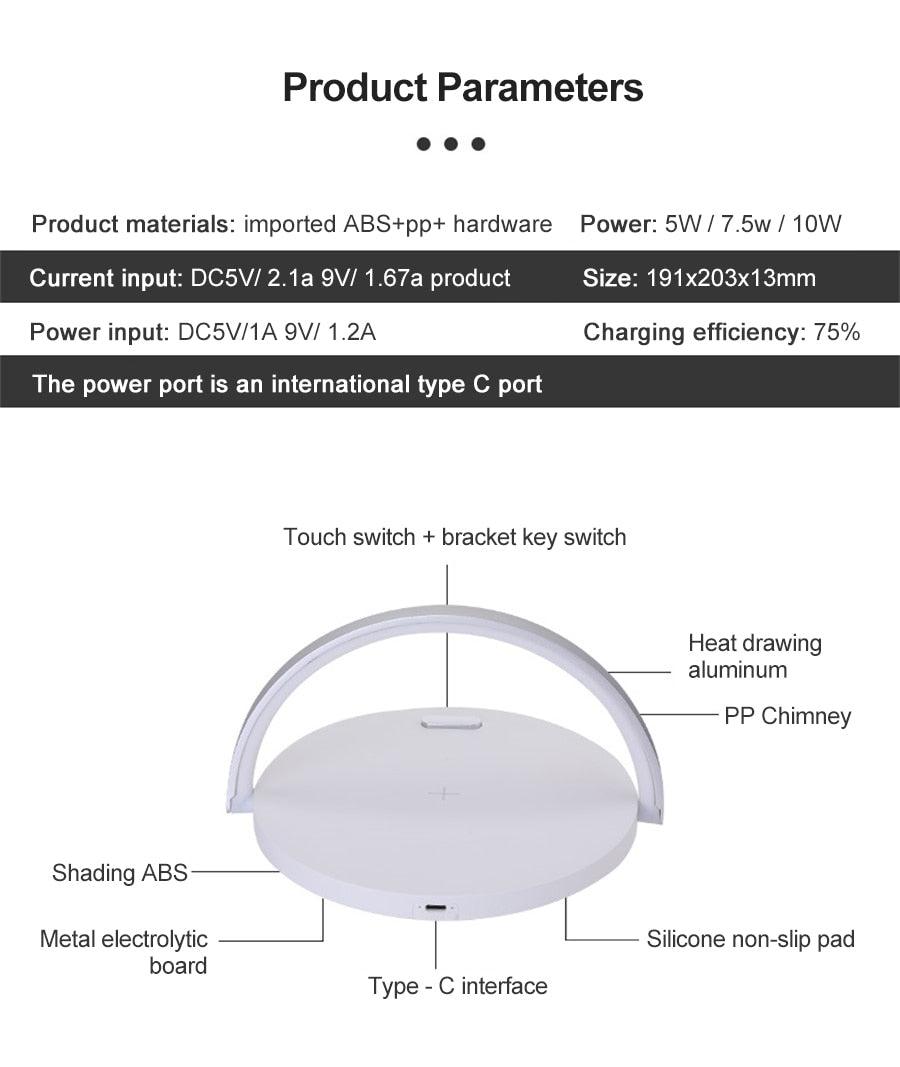 Dimmable LED Desk Lamp with Wireless Phone Charger