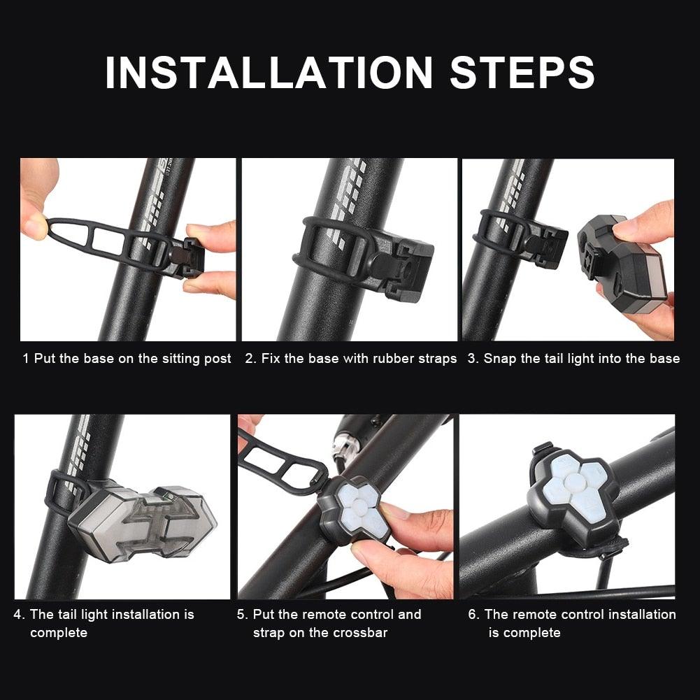 Wireless Smart LED Bike Tail Light with Remote Turn Signals