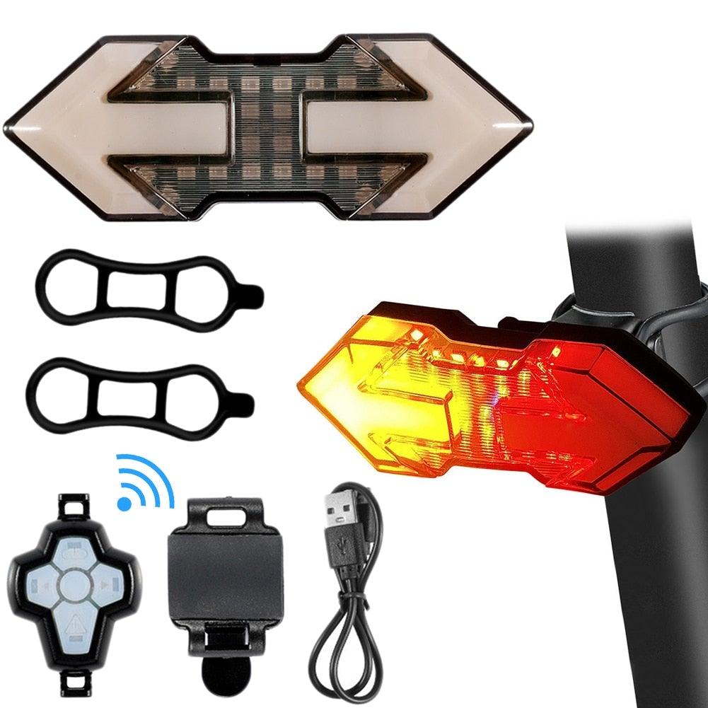 Smart arrow-design LED bike tail light with wireless remote control