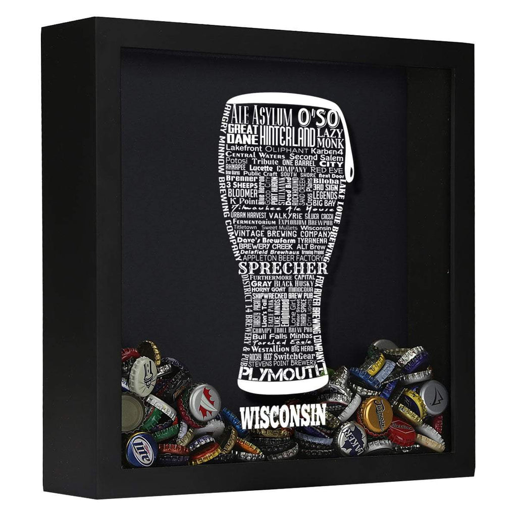 Wisconsin Beer Typography Shadow Box