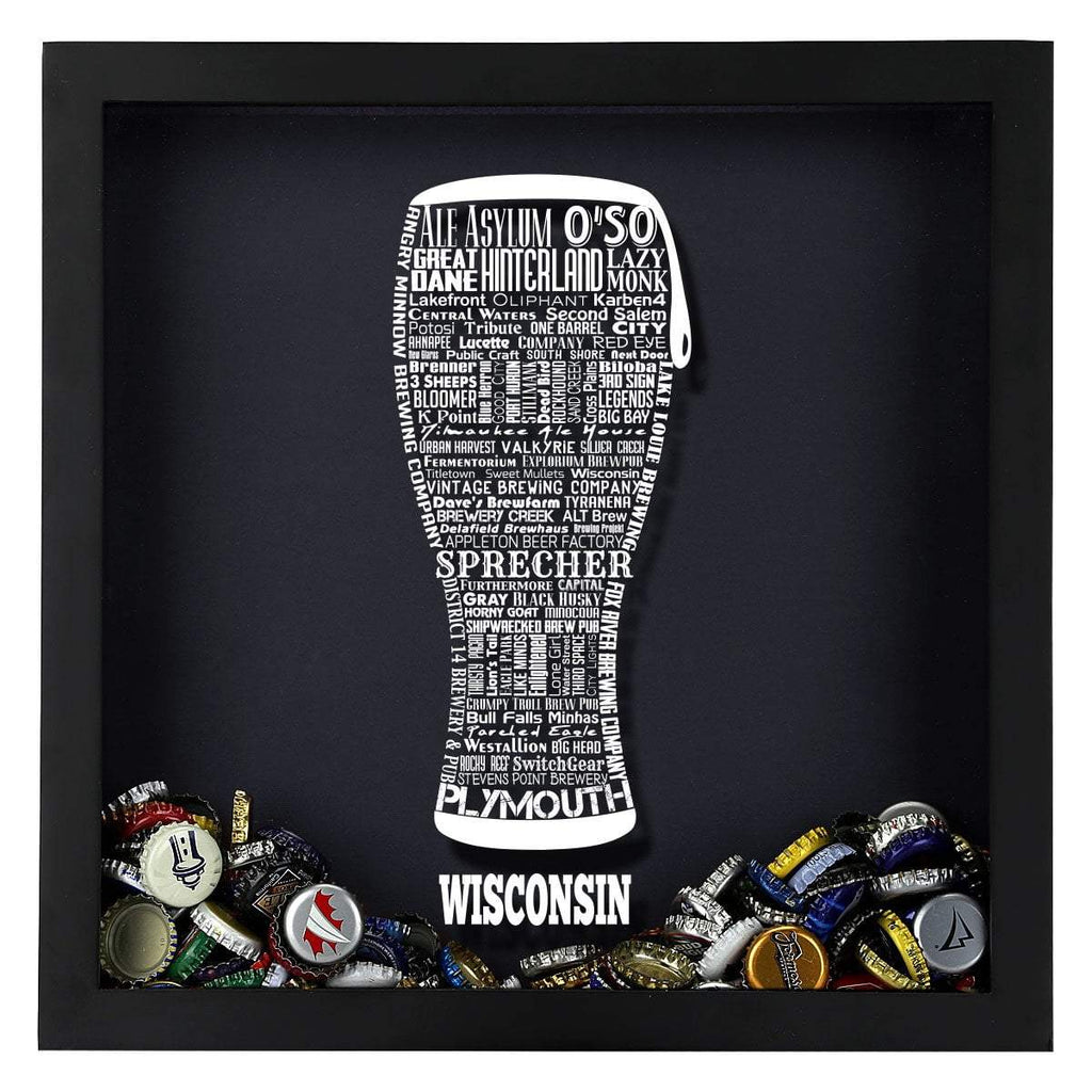 Wisconsin Beer Typography Shadow Box