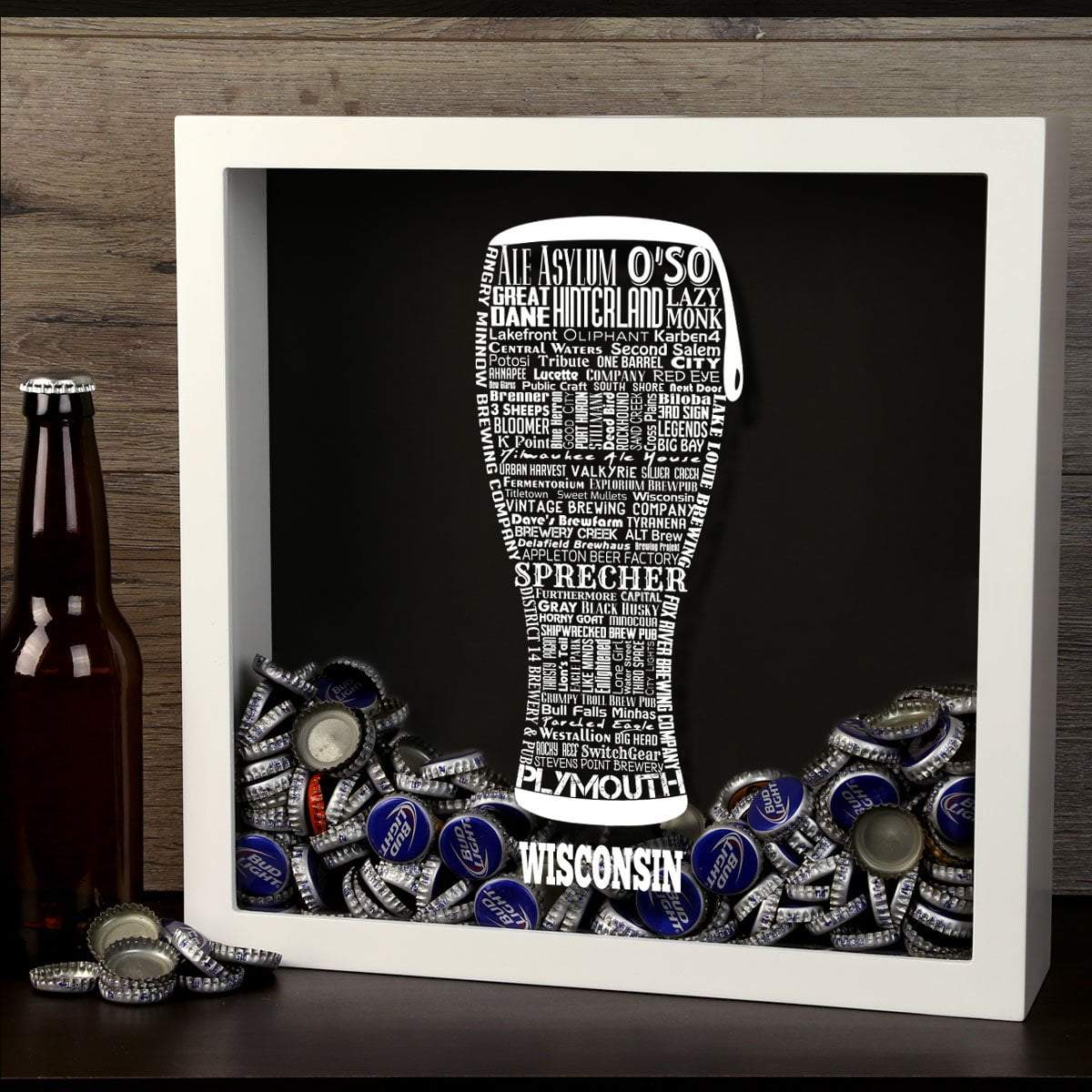 Wisconsin Beer Typography Shadow Box