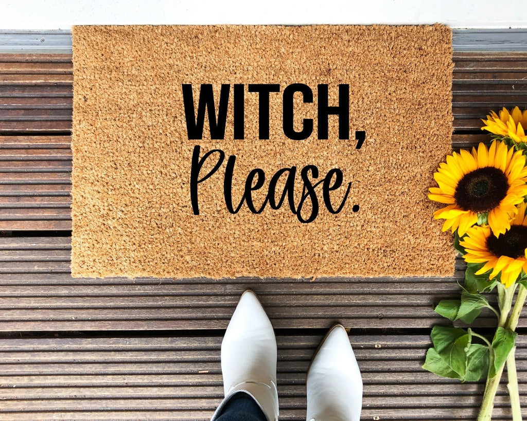 Witch Please text on a brown natural coir doormat