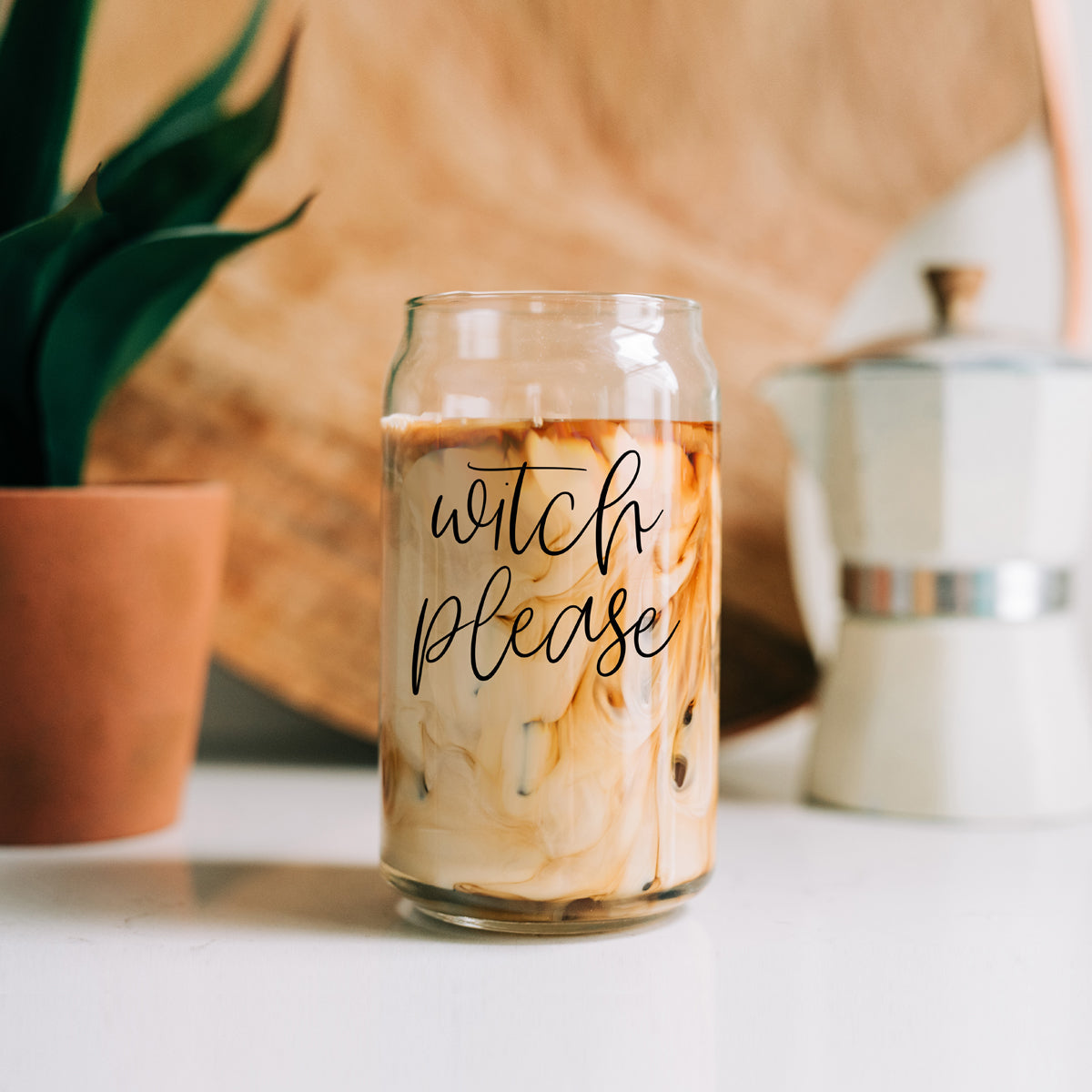 Witch Please Glass Cup with Bamboo Lid and Straw Set 17oz - Image 15