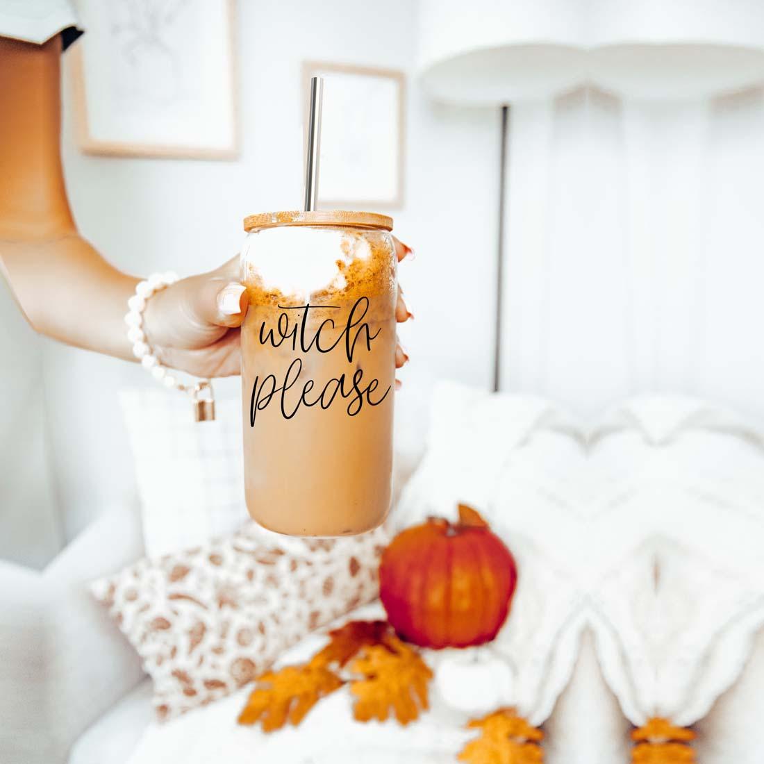 Witch Please Glass Cup with Bamboo Lid and Straw Set 17oz - Image 26