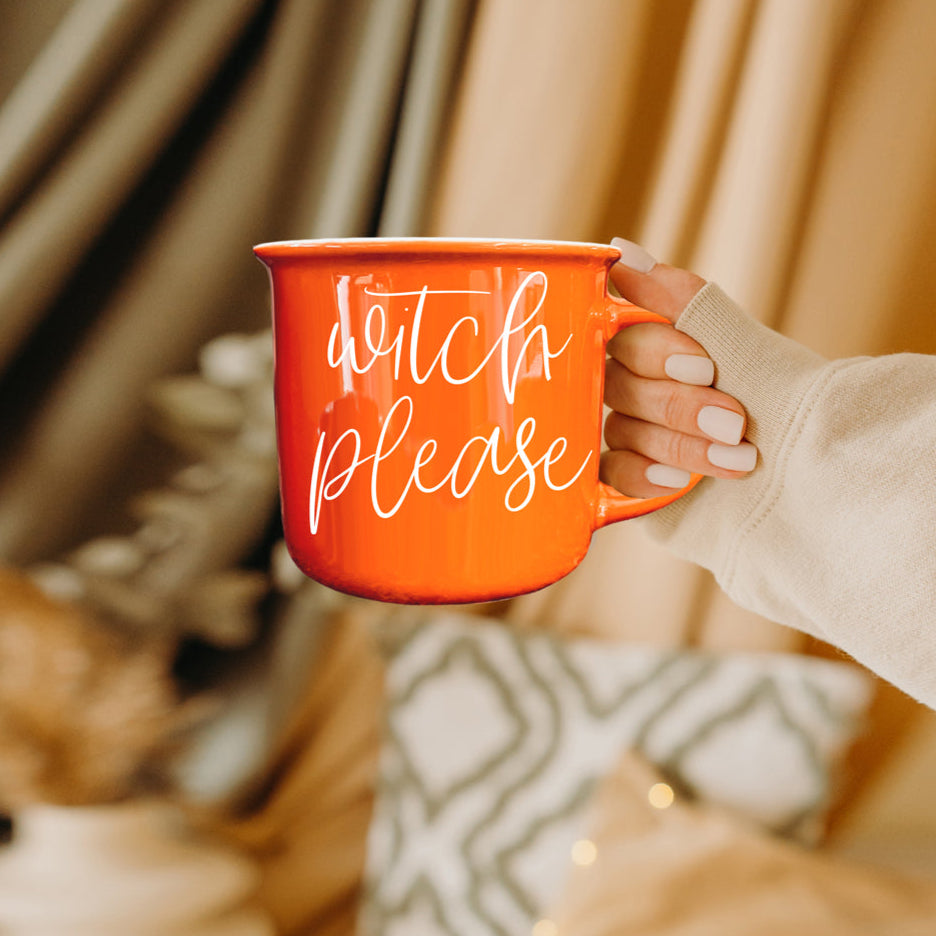Witch Please Orange Ceramic Coffee Mug 14.5oz Witchy Gift