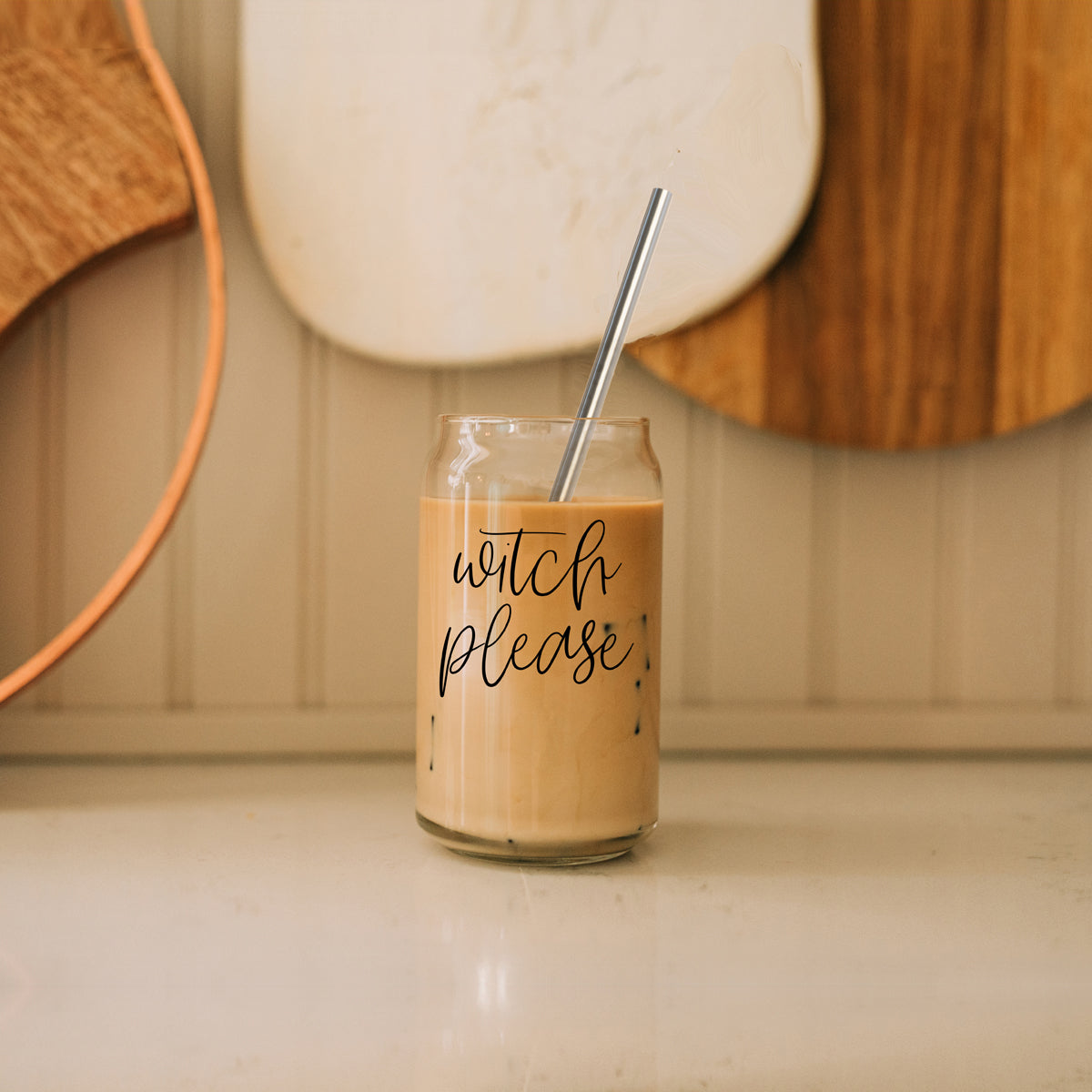 Witch Please Glass Cup with Bamboo Lid and Straw Set 17oz - Image 11