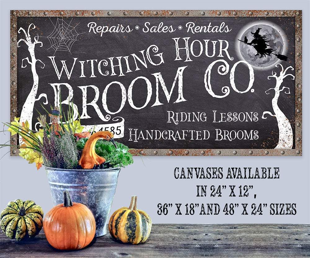 Witching Hour Broom Co. Halloween Canvas Wall Art Decor